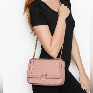 Victora Secret Pale Pink Quilted Shoulder Crossbody